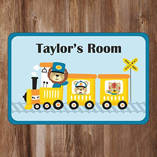 Animal Train Kids Bedroom Door Sign Personalised For You - Any Name! Door Plaque,Girls/Boys,Nursery,Decor,Kids Room,Animals