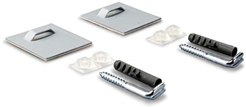 2 Stück Haftbleche 45x45 mm mit Öse – selbstklebende Aufhängebleche mit Schrauben und Dübel zur Schilderbefestigung – Halterung für Bilder, Spiegel, Acrylglas, Aluminiumplatten uvm.