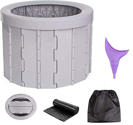 Kabxhueo Campingtoilette faltbar, Camping Toilette klappbar, Tragbare Toilette Außenkommode Auto Toilette Klapphocker Toilette Camping Mobil Toilettenstuhl Für Camping, Wandern, Ausflüge, Stau,Grau