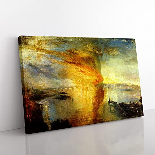 Big Box Art J.M.W. Turner The Burning of The House of Lords Canvas Wall Art Print Ready to Hang Picture, 76 x 50 cm (30 x 20 Inch), Multi-Coloured