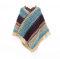 Poncho Schal Damen Winter Warmer Böhmischer Schalponcho Outdoor Kuschel Poncho Teenager Mädchen Mit Strick, Cape Für Frauen Aus Strickmaterial Mit Zierfransen, Bunt (Blau)