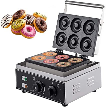 Macchina per fare ciambelle a 6 fori,macchina per ciambelle commerciale da 1550 W - diametro 75 mm/rivestimento antiaderente/riscaldamento rapido, per snack bar da forno per ristoranti scolastici