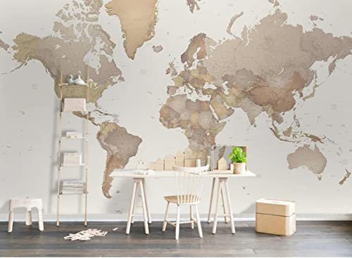 Papier Peint Panoramique Carte Du Monde Nostalgique Papier Peint Intissé 3D Murale Tableaux Muraux Tapisserie Salon Chambre