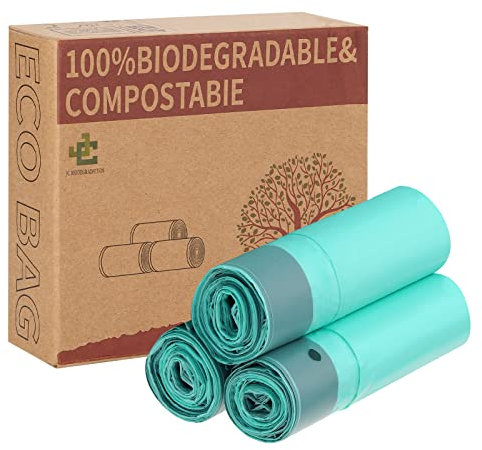 JC BIODEGRADATION Lot de 30 sacs poubelle compostables avec cordon de serrage 15 l 20 μm Certifié OK Compost Home (TÜV)