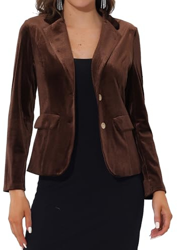 Allegra K Women's Notched Lapel Vintage Office Button Front Velvet Blazer