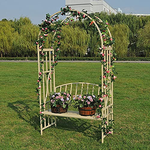 JOZZY Banc de Jardin,Décoration de Mariage d'arche de Jardin, Arche de pavillon de Jardin en métal Pergola avec bancs relaxants, Utilisé pour Les Plantes d'escalade pelouse arrière-Cour Arche de p