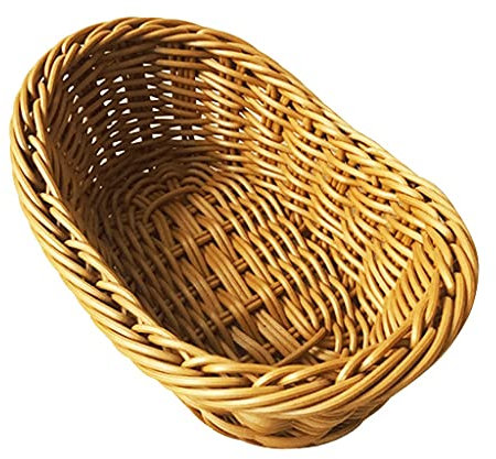 Portapane Ovale Curvo in Vimini Intrecciato portapane Porta Frutta e Verdura espositore da banco Servizio Ristorante (Naturale 26cm*16cm)