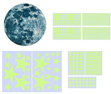 1049 Stück Leuchtender Wandaufkleber,Sternenhimmel Leuchtaufkleber Mond Sterne Leuchtpunkte Fluoreszierend Wand Aufkleber Selbstklebend Wandtattoo für Kinderzimmer Mädchen Schlafzimmer Babyzimmer Deko