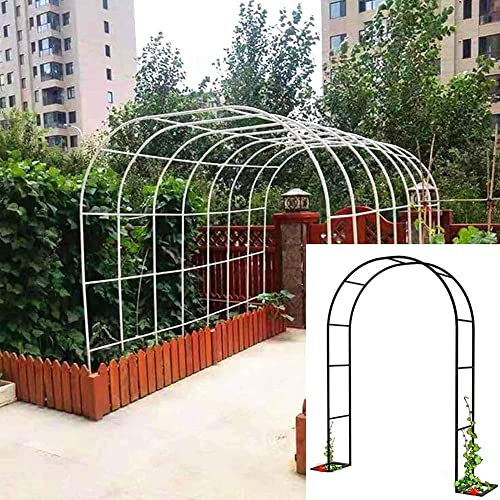 Arco da Giardino in Metallo,Arco per Rose per Piante Rampicanti,Resistente Padiglione da Giardino,Traliccio,Pergolati alle Intemperie E Autoportante,con Base,Facile da Montare,Bianca,W3.5M*H2.2M