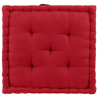 Douceur d'Intérieur Twily - Cojín para Suelo, 50 x 50 x 10 cm, Rojo, algodón y poliéster Reciclado