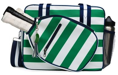 Fresh Pickle Pickleball-Tasche, Tennisrucksack, Tennistaschen für Frauen, Pickleball-Taschen für Frauen, Tennisschlägertasche, Badminton-Tasche, Pickleball Muttertag, Pickleball Tragetasche (grün/weiß