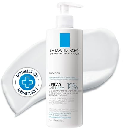 La Roche-Posay Lipikar Latte Urea 10%, Latte Corpo Idratante, Adatto a Pelle Secca e Desquamata, Azione Anti-Arrossamento, Effetto Levigante e Setificante, Formula con Urea 10%, 400ML