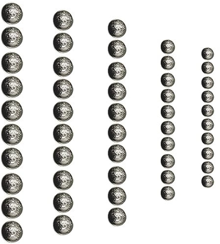 Zzcy 50 Stück Metall Knöpfe Set für Blazer & Anzüge - Antiker Silber Look, 5 Größen (15/18/23/25/30mm) - Uniformknöpfe, DIY Handwerk, Vintage Design