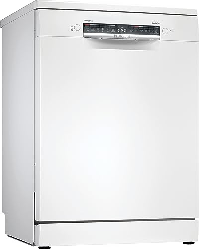 Bosch SMS4HMW06E Serie 4, Geschirrspüler, freistehend, Home Connect, Remote-Diagnose, Waschassistent, bevorzugtes Programm, EcoDosage, Weiß, 60 cm