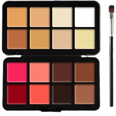 Soelegant Palette di 16 colori in crema, correttore correttivo in crema, finitura opaca, lunga durata, illuminante, sfumabile, bronzer, trucco professionale per il viso, con pennello