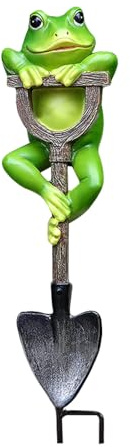 Skeadex Gartendeko Frosch Figuren für draußen, Gartendeko Statue, Deko Frosch mit Schaufel, Tiere Ornament Gartenfigur Für Außen, Harz Statue Bauernhof Balkon Wohnzimmer Office Deko (Frosch)