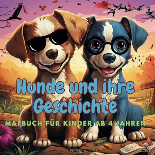 Hunde und ihre Geschichte: Malbuch für Kinder ab 4 jahren50 kreative, lustige und niedliche Hunde-Malvorlagen für Jungen und Mädchen.