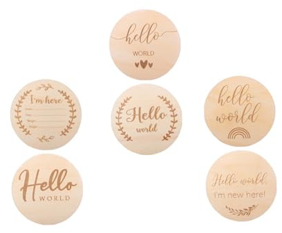 TOYANDONA 6stücke Holzscheiben für Meilensteinkarten Runde Dekorative Holzaccessoires Unisex Geborgenheitskarten für Neugeborenefoto-erinnerungen Zufälliger Stil