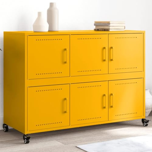 Xichuzi Sideboard Senfgelb 100,5x39x72 cm Kaltgewalzter Stahl, Kommode Schlafzimmer, Kommoden & Sideboards, Wohnzimmerschrank, Flur Kommode, Zimmer Möbel - 846743
