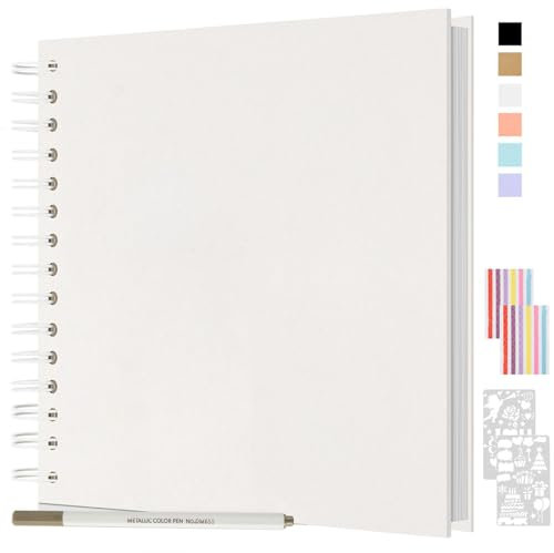 JAECU Fotoalbum zum Selbstgestalten 21x21cm, DIY Spiralalbum Fotobuch 40 Seiten Fotoalben zum Einkleben, Geschenk Scrapbook für Baby Familie Jahrestag Geburtstags Hochzeit (Weiß)
