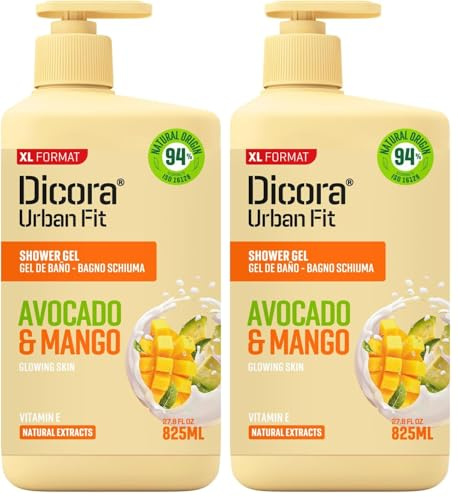 Dicora Urban Fit Shower Gel Vitamina E Mango&Aguacate 825ml (Paquete de 2)
