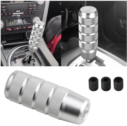 CGEAMDY Manueller Schalthebel Getriebekopf Schalthebelknauf, Schalthebelknauf Aus Aluminiumlegierung, 9.5cm Automobil LKW Motorsport Manueller Stick Schaltknauf, Dekoratives Autozubehör(Silber)