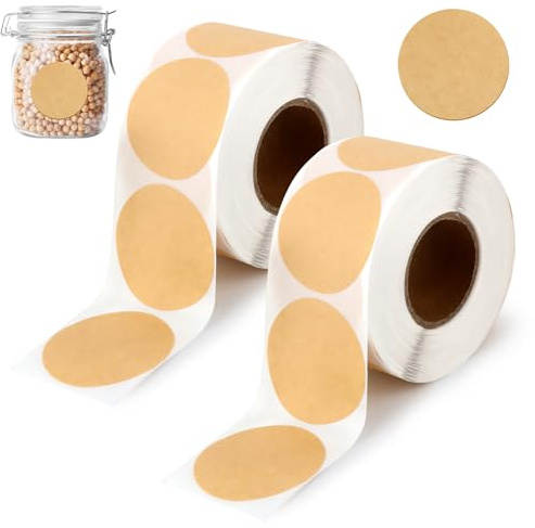 LOBVABA 1000 Stück Braune Kraft Aufkleber, Rund Punkt Etiketten, Selbstklebende Kraftpapier Aufkleber, Markierung