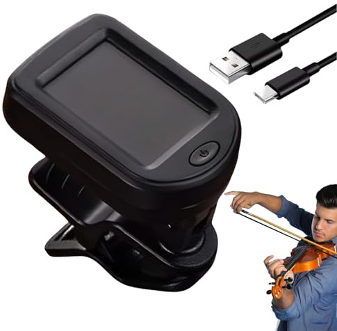 Guitar Tuner für String Instrument, String Instrument Tuner - Wiederaufladbarer Tunerclip für Bass - 360 -Grad -Rotation, String -Instrumenten -Tuning -Tool für Bass, Ukulele, Banjo und Geige