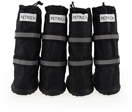 2 Paar Hundeschuhe, reflektierend, für Hunde, Regen, Schnee, rutschfest, mit verstellbarem Kordelzug für Haustiere