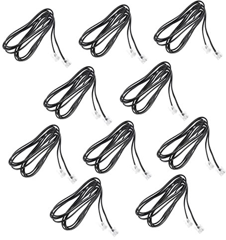 SEWACC 10pcs 2-meter 4-core Telephone Cable Flat Connecting Wire for Landline Phones Outdoor Use Telephone Accessories