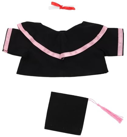 UKCOCO Abschlussbär-Outfit Plüschtier-Abschlussoutfit Bär Puppenkleidungszubehör Bärenpuppe Cosplay Kleidung Bärenpuppen-Abschlussschal Kuschelbär-Tiermütze Papier Rosa