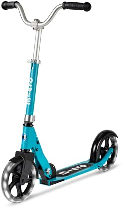 micro™ Cruiser LED | Das ORIGINAL | Kinderroller ab 5 Jahren | Höhenverstellbar & klappbar | Inklusive LED Rollen | stylischer V-Lenker und große Räder | Tretroller für Jungen und Mädchen