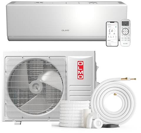 OLMO 18,000 BTU Ductless Mini Split Air Conditioner & Heat Pump – 21 SEER2 – 16FT Installation Kit Included – 230V Inverter System – Pre-Charged