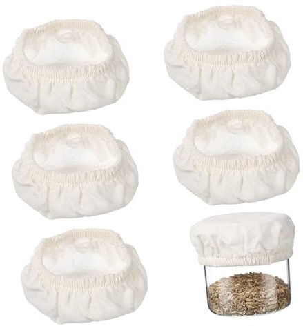 Zerodeko 5pcs Fabric Jar Covers for Sourdough Reusable Bread Cover for Bread Proofing Jar Cloth Lids for Wide Mouth Canning Lids