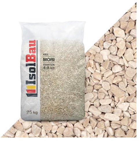 Isolbau Giallo Mori Gravier décoratif 25 kg – Gravier de marbre 4 à 8 mm – Pierres décoratives pour jardin, tapis en pierre, graviers d'aquarium, pierres naturelles de jardin, gravier d'étang pour