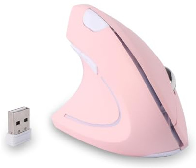 Left-Handed Wireless Mouse,Ergonomic Vertical Mouse High Precision 800/1000/1600 6 Buttons Computer Gaming Cordless Mice for Laptop PC Desktop Notebook Specially for Left Handers(Pink)