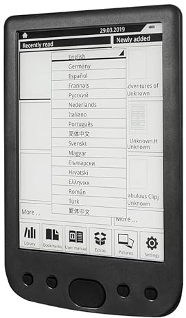 Tosuny 6 Zoll Leser, Großer Touchscreen mit Papier Wie Display, 800x600 Hohe Auflösung, Unterstützt 32G mit Text Hervorhebung und Audio Wiedergabe für PDF EPUB MOBI Bücher (4G)