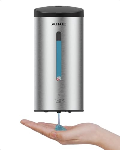 AIKE Klassischer Automatischer Seifenspender,Edelstahl Optik, AK1205E | 740 Ml Großes Fassungsvermögen, Fünf Stufen Einstellbar, Wasserdichter Seifenspender, Geeignet Für Den Gewerblichen Gebrauch