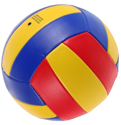 MOBUTOFU Softes Volleyball Trainingsball für Jugendliche Indoor und Outdoor Sicherer Kindgerechter Beach Volleyball in Blau Gelb Rot für Anfänger und Übungsspiel