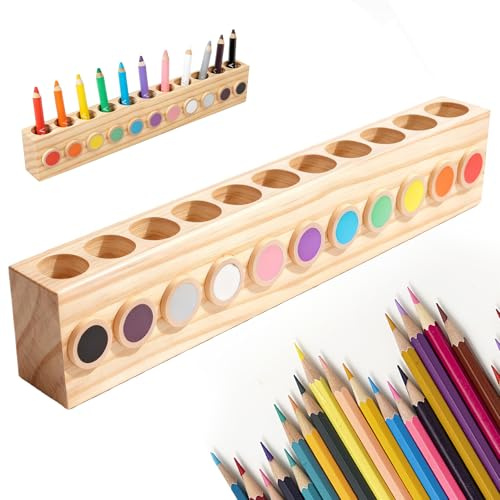 GBKDQQ Holz Buntstifthalter, Stiftehalter, Stifte Organizer mit 11 Fächern, Stiftköcher, Schreibtischhalter für Buntstifte, Bleistifte, Pinsel, Marker, Stiftehalter für Kinder Büro Home Schule