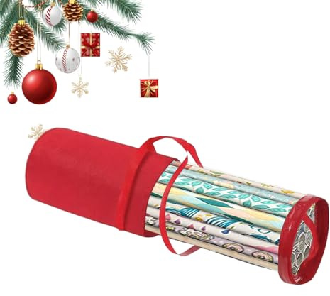 Geschenkpapier Organizer Aufbewahrung - Weihnachtsdeko Halter Geschenkpapier Aufbewahrungstasche,Tragbar Deko Behälter für Schmuck Geschenkpapierrolle Karte Geschenkband Haus Party Unterbett