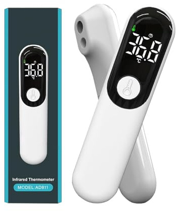 Termómetro Frontal para Niños y Adultos, Termómetro Digital Infrarrojo sin Contacto, Recargable por USB, Alerta de Fiebre, Modo Cuerpo/Objeto, °F/°C, Termómetro para Bebés