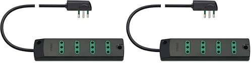VIMAR FP00401.C Presa mobile multipla 4 Prese P11, Spina piatta ricollegabile SPA11 10a Salvaspazio, Cavo 1,5mt, Nero (Confezione da 2)