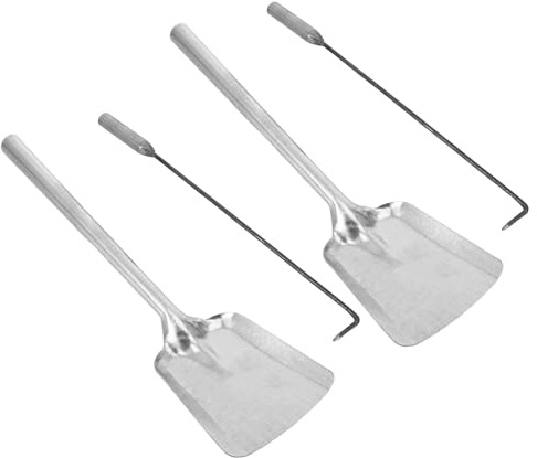 POPETPOP Ensemble 4 Pièces D’outils pour Cheminée en Fer Forgé, Grand Tisonnier, Pelle à Cendres et Pinces à Bûches, Accessoire Polyvalent pour Foyer Intérieur et Extérieur, Nettoyage