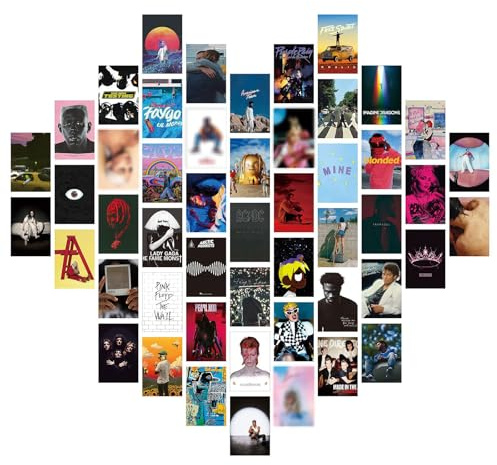 JSTHHTT 50 Stück Vintage Bild für Wandcollage, Musik Poster, Wandcollagen Aesthetic Deko Poster Set, Vintage Poster, Album Cover Poster, für Wandcollage Schlafzimmer Dekoration