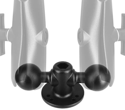 AGEofDMS 1,5 Zoll Dual Kugelhalterung Aluminiumlegierung, C-Größe 38mm Doppel Kugel Basis mit AMPS Lochmuster, Runde Montageplatte Kompatibel mit RAM Mounts und Doppelsockelarm für LKW, Boot, Traktor