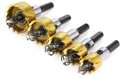 5Pcs Set Hole Saws HSS Core Drill Bit Coated Wood Metal Cutter Drilling Bits For Power Tools 16 18.5 20 25 30mm(Hole Saw Gold 5pcs)