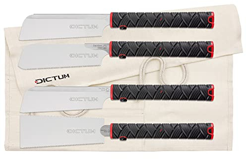 DICTUM Sägen-Set Compact 4-teilig Power Grip – Japanische Handsägen, inkl. Dozuki Universal, Ryoba, Kataba Super Hard & Dozuki quer, ergonomischer Griff