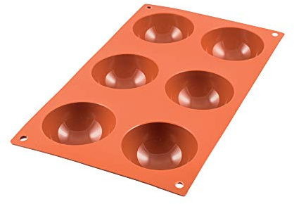 silikomart SF002 20.002.00.0065 klassisk form 6 halvsfärisk silikon i tegelröd 30 x 17,5 x 3,5 cm
