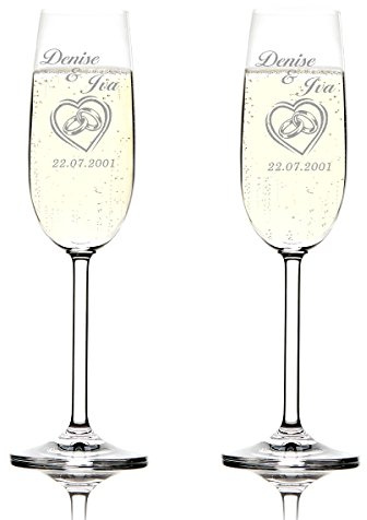 polar-effekt 2 Sektgläser personalisiert - Geschenk zur Hochzeit, zum Jahrestag und Hochzeitstag - Champagnergläser für Verliebte zur Verlobung - Gläser als Tischdeko - als Gastgeschenk